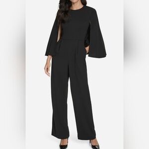 Calvin Klein Size 2 Black Cape Jumpsuit MSRP $139